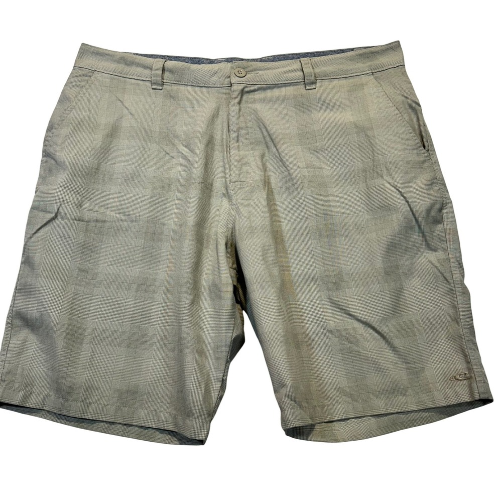 O'Neill Hybrid Walk Shorts Men‎ 38 Khaki Glen Plaid Casual Surf Skate Lifestyle